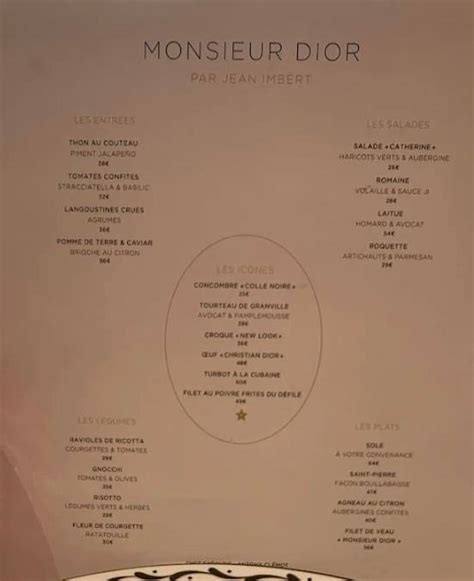 dior restaurant paris menu.